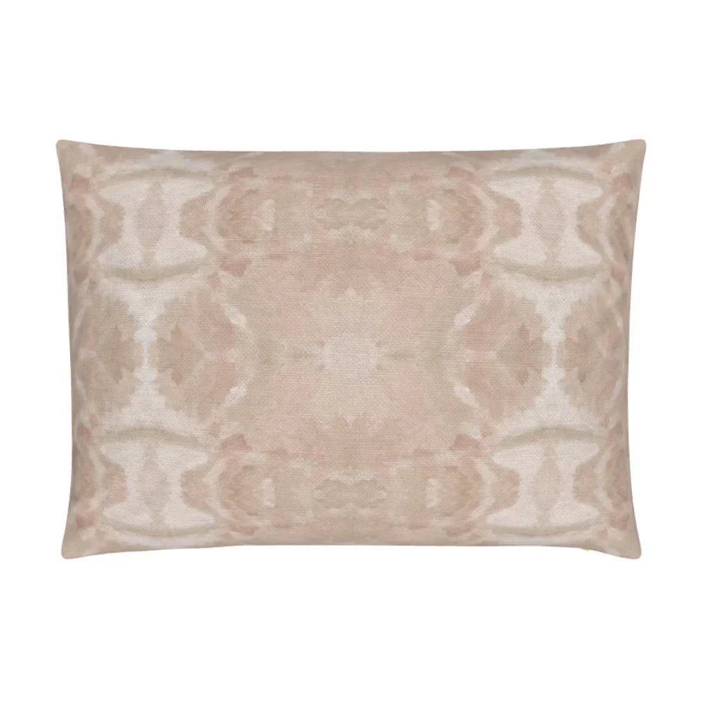 Trees Blush & Mocha Luxury Pillow by Truett Designs featuring an abstract botanical pattern inspired by oak leaves in soft blush pink and warm mocha brown. Handcrafted in England from sustainably printed designer fabric, this luxury decorative pillow adds warmth, texture, and layered elegance to sofas, beds, accent chairs, and window seats. Ideal for interior designers seeking artisan-crafted textiles, nature-inspired home décor, luxury throw pillows, and timeless accents for traditional, transitional, and