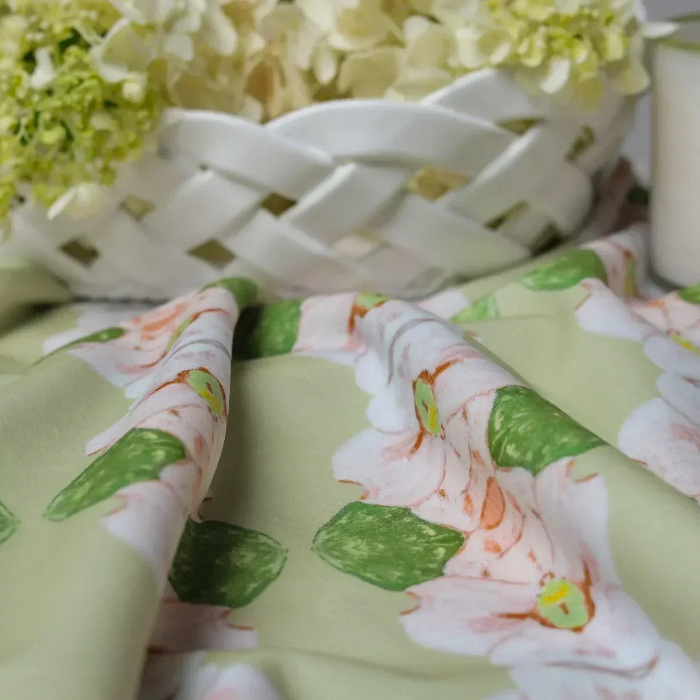 Flowering Dogwoods Fernwood Green Fabric - Truett Designs