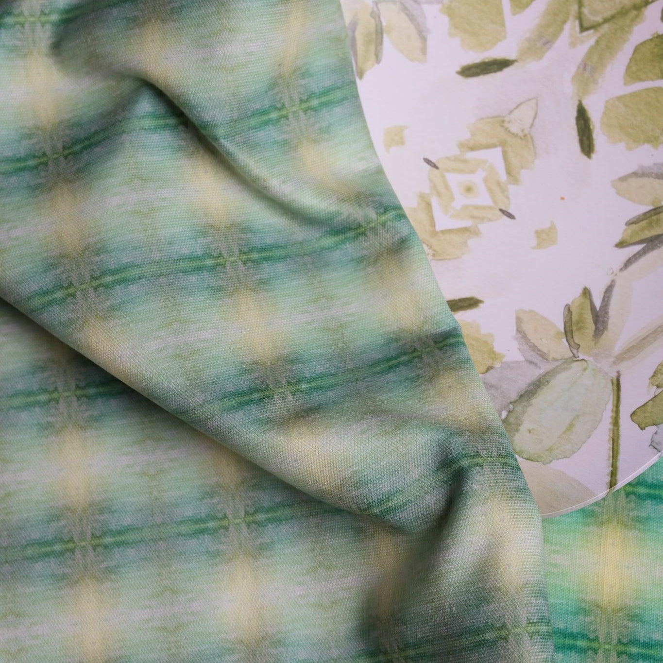 Painted Plaid Springy Green Fabric - Truett Designs